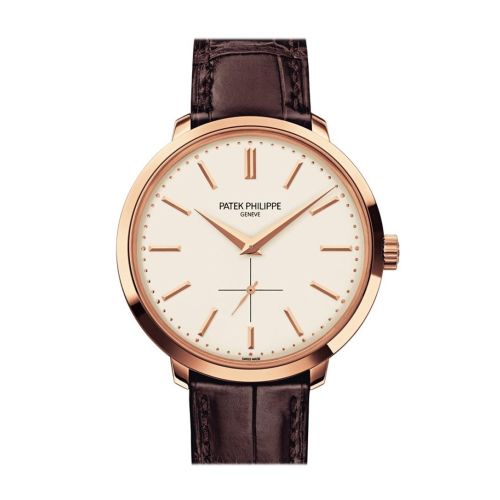 Patek Philippe Calatrava Silver Dial 18k Rose Gold Leather 38mm Men's Watch 5123R-001