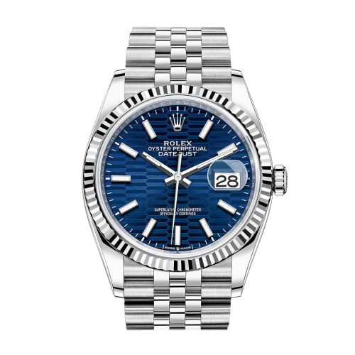 Rolex Datejust 36 Bright Blue Fluted Motif Dial Fluted Jubilee Watch 126234