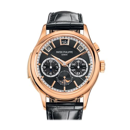 Patek Philippe Grand Complications  Black Sunburst Rose Gold Leather 5208R-001