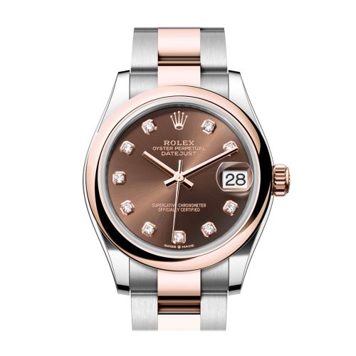 Rolex Datejust 31 Chocolate Diamond Dial Rose Gold Steel Ladies Watch 278241 278241-0027