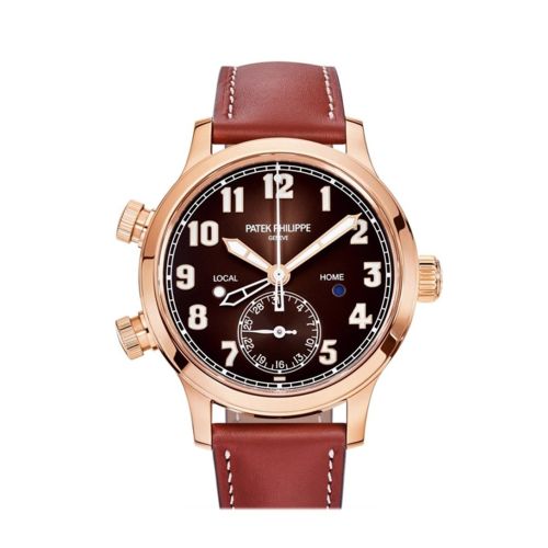 Patek Philippe Complications Calatrava Pilot Travel Time Brown Sunburst Dial Automatic Ladies Watch 7234R-001