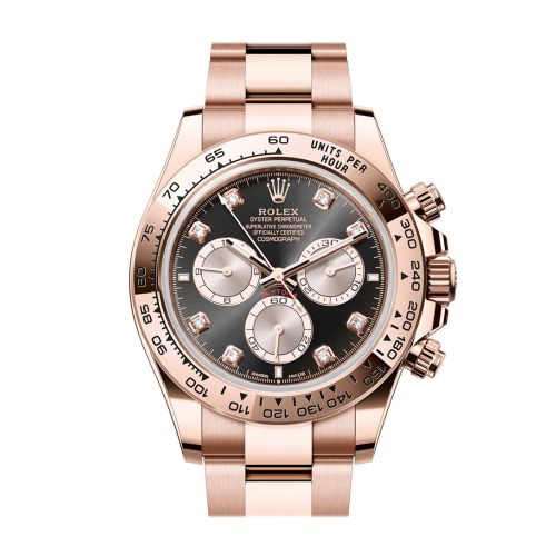 Rolex Daytona 40 Bright Black and Sundust Diamond Dial Rose Gold Mens Watch 126505