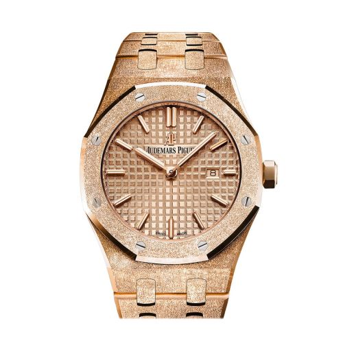 Audemars Piguet Royal Oak 33mm Frosted Pink Gold-toned Dial Ladies 18k Rose Gold Watch 67653OR.GG.1263OR.02