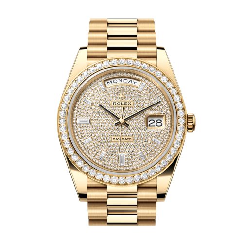 Rolex Day-Date 40 Diamond-Paved Dial Yellow Gold President Men's Watch 228348RBR 228348