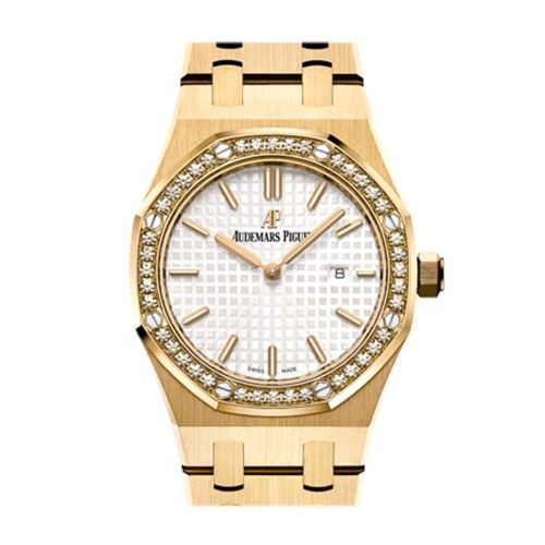 Audemars Piguet Royal Oak 33mm Silver-toned Dial Diamond Yellow Gold Ladies 67651BA.ZZ.1261BA.01