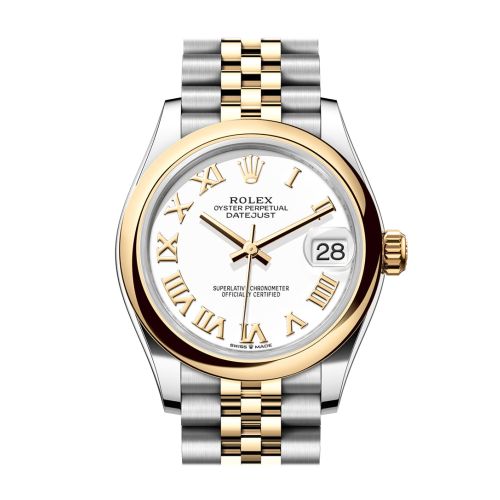 Rolex Datejust 31 White Roman Dial Yellow Gold Steel Jubilee Ladies Watch 278243 278243-0002