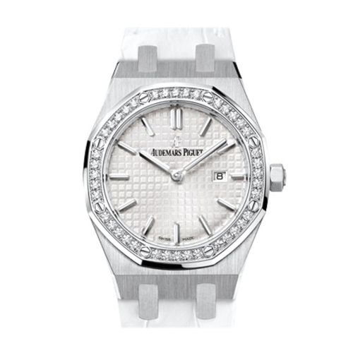 Audemars Piguet Royal Oak 33mm Silver-toned Dial Diamond White crocodile strap Ladies 67651ST.ZZ.D010CR.01