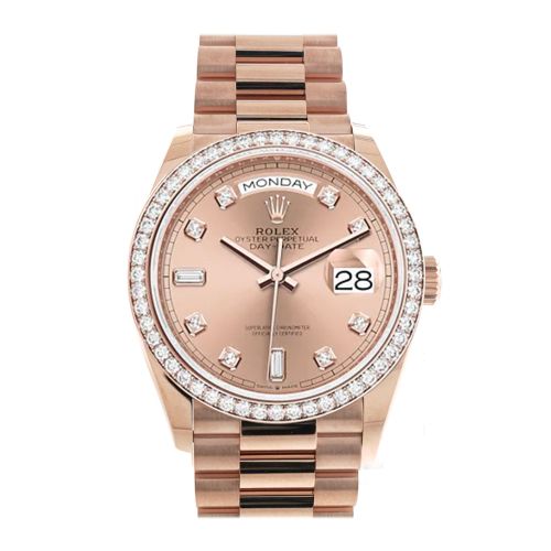 Rolex Day-Date 36 Rosé Colour Dial Diamond Bezel 18K Everose Gold President Watch 128345RBR