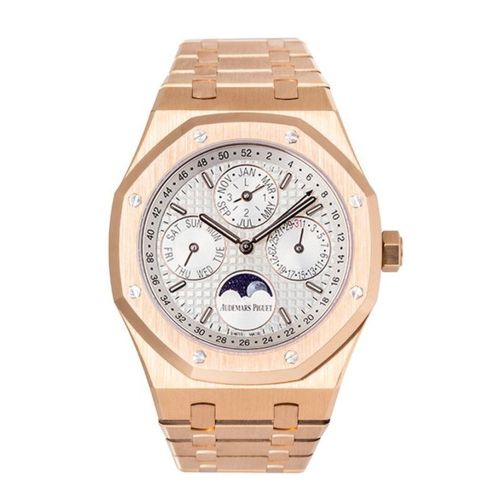 Audemars Piguet Royal Oak 41 Prepetual Calendar Silver Dial Automatic 18 Carat Pink Gold Watch 26574OR.OO.1220OR.01