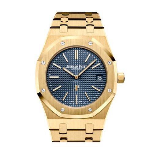 Audemars Piguet Royal Oak 39mm Blue dial with ??Petite Tapisserie?? pattern 18K Yellow Gold Extra-Thin Watch 15202BA.OO.1240BA.01 DCM