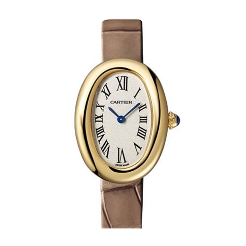 Cartier Baignoire 1920 32mm Yellow Gold Taupe Strap Watch WGBA0007