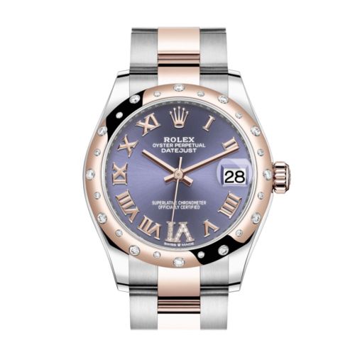 Rolex Datejust 31 Aubergine Large VI diamonds Dial Diamond Bezel Rose Gold Two Tone Watch 278341RBR 278341