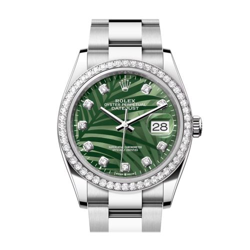 Rolex Datejust 36 Green palm Motif Diamond Dial Diamond Bezel Watch 126284RBR 126284RBR-0048