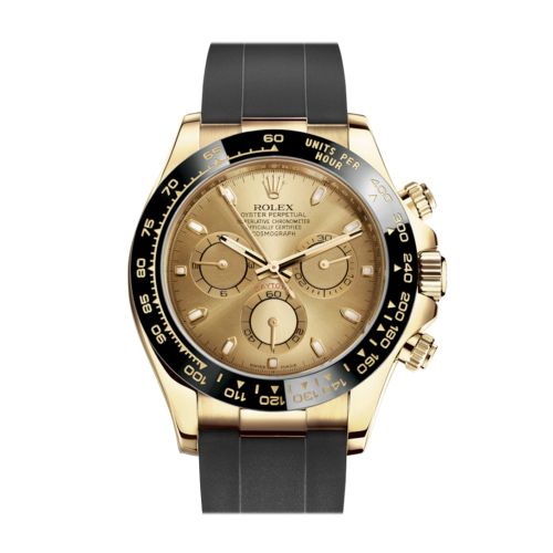 Rolex Cosmograph Daytona Champagne Yellow Gold Oysterflex Strap Mens Watch 116518LN 116518