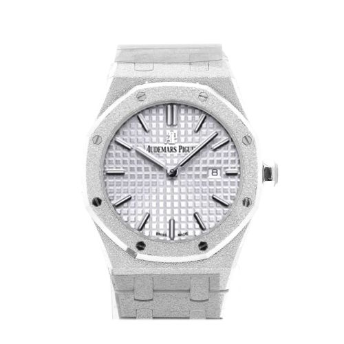 Audemars Piguet Royal Oak 33mm Rhodium-toned Dial Diamond Hammered White Gold Ladies Watch 67653BC.GG.1263BC.01