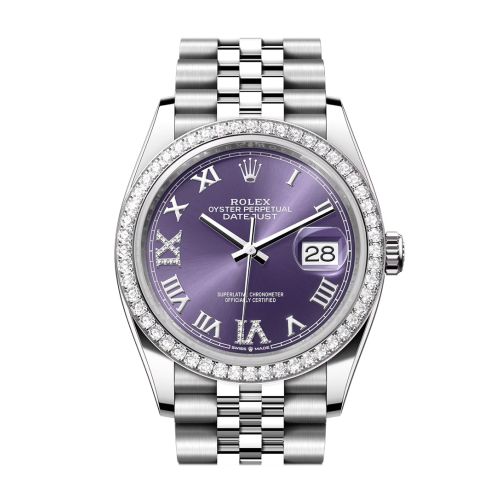 Rolex Datejust 36 Aubergine Diamond Dial Diamond Bezel Jubilee Watch 126284RBR 126284RBR-0013