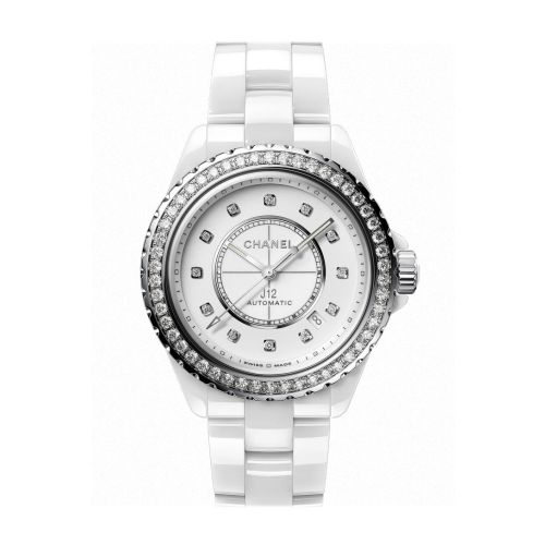 Chanel J12 Automatic White Diamond Bezel 38 Watch Caliber 12.1, H7189