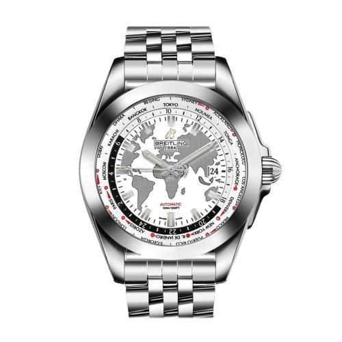 Breitling Galactic Unitime White Dial Stainless Steel Automatic Men's Watch WB3510U0/A777/375A