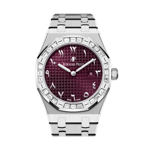 Audemars Piguet Royal Oak Purple Dial White Gold Diamond Baguette Bezel 67656BC.ZZ.1261BC.01