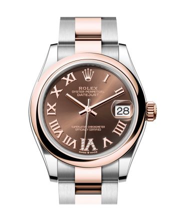 Rolex Datejust 31 Chocolate Roman Diamond Set on 6 Dial Rose Gold Steel Ladies Watch 278241 278241-0003