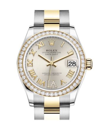 Rolex Datejust 31 Silver VI Diamonds Dial Diamond Bezel Yellow Gold Two Tone Watch 278383RBR 278383