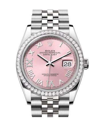 Rolex Datejust 36 Pink Roman Dial Diamond Bezel Jubilee Watch 126284RBR 126284RBR-0023