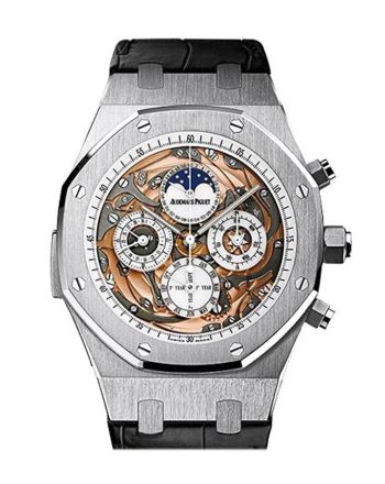 Audemars Piguet Royal Oak Grande Complication 44mm Sapphire Dial Black Crocodile Strap 18K White Gold Mens Watch 26552BC.OO.D002CR.01