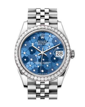 Rolex Datejust 31 Azzurro Blue floral Motif Diamond Dial Jubilee Ladies Watch 278384RBR 278384RBR-0040