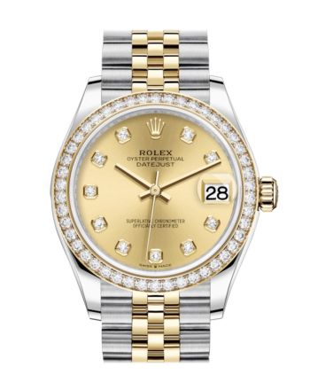 Rolex Datejust 31 Champagne Diamonds Dial Diamond Bezel Yellow Gold Two Tone Jubilee Watch 278383RBR 278383