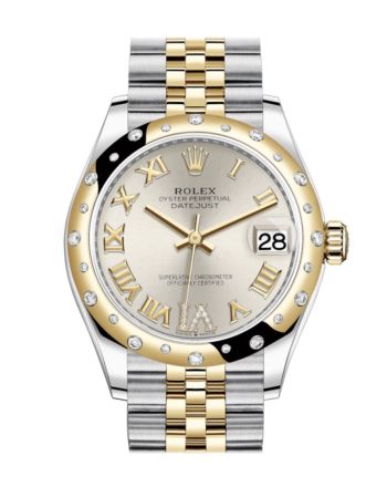 Rolex Datejust 31 Silver Large VI diamonds Dial Diamond Bezel Jubilee Yellow Gold Two Tone Watch 278343RBR 278343 NP