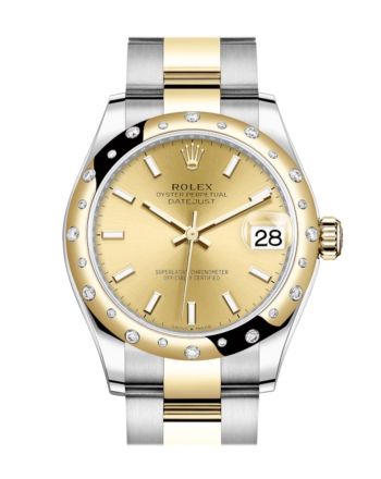 Rolex Datejust 31 Champagne Dial Diamond Bezel Yellow Gold Two Tone Watch 278343RBR 278343 NP