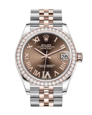 Rolex Datejust 31 Chocolate VI Diamonds Dial Diamond Bezel Rose Gold Two Tone Jubilee Watch 278381RBR 278381