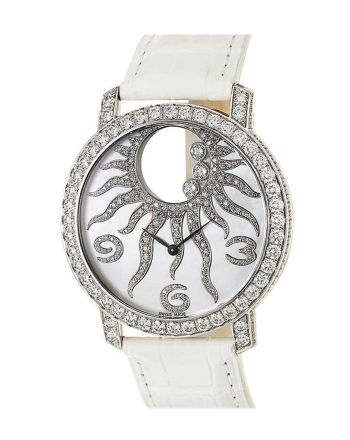 Chopard Happy Sun in White Gold with Diamond Bezel on White Alligator Leather Strap with MOP Dial 207470-1002