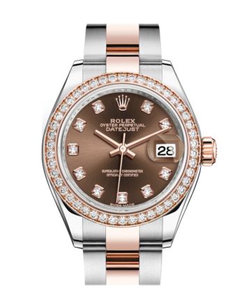 Rolex Datejust 28 Chocolate Diamonds Dial Diamond Bezel Rose Gold Two Tone Watch 279381RBR 279381