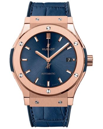 Hublot Classic Fusion Blue Sunray Dial 18K King Gold Automatic 45mm Men's Watch 511.OX.7180.LR