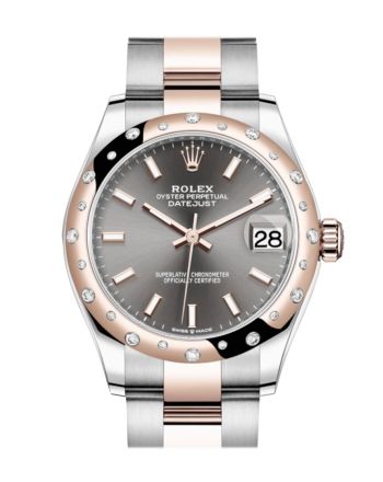 Rolex Datejust 31 Dark rhodium Index Dial Diamond Bezel Rose Gold Two Tone Watch 278341RBR 278341