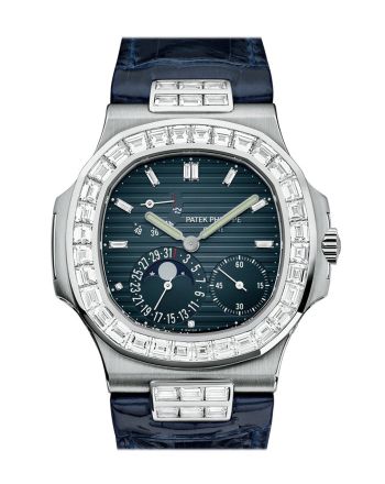 Patek Philippe Nautilus Black Blue Diamonds Mens Watch 5724G-001