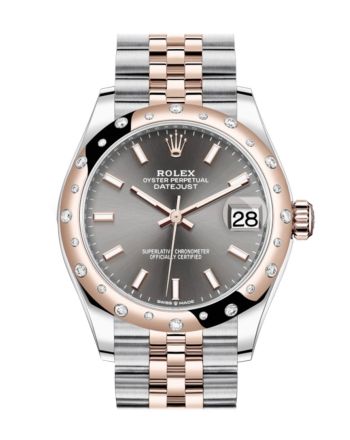 Rolex Datejust 31 Dark rhodium Dial Diamond Bezel Jubilee Rose Gold Two Tone Watch 278341RBR 278341