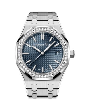 Audemars Piguet Royal Oak 34 Blue Dial Stainless Steel Diamond Bezel Watch 77451ST.ZZ.1361ST.04