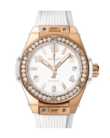 Hublot Big Bang White Dial Diamond Bezel White Rubber 38mm Unisex Watch 465.OE.2080.RW.1204