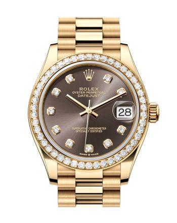 Rolex Datejust 31 Dark �Grey Diamond Dial Diamond Bezel Yellow Gold Ladies Watch 278288RBR 278288RBR-0030