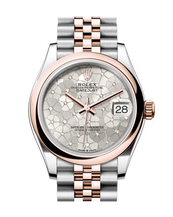 Rolex Datejust 31 Silver Floral Motif Diamond Dial Rose Gold Steel Jubilee Ladies Watch 278241 278241-0032