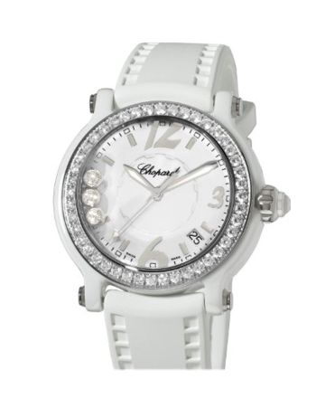 Chopard Happy Sport in Ceramic on White Crocodile Leather Strap with White Dial 288507-9031