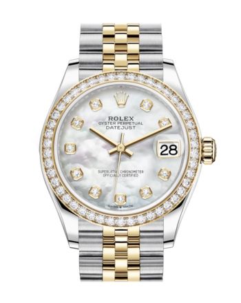 Rolex Datejust 31 White mother-of-pearl Diamonds Dial Diamond Bezel Yellow Gold Two Tone Jubilee Watch 278383RBR 278383