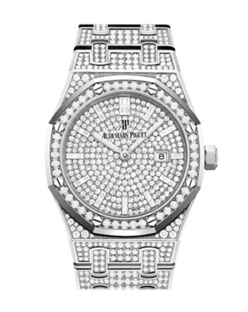 Audemars Piguet Royal Oak 33 Quartz Diamond Dial White Gold Pave Diamond Bracelet White Gold Watch 67652BC.ZZ.1265BC.01