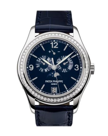 Patek Philippe Complications Annual Calendar Blue Dial 18kt White Gold Diamond Blue Leather Men's Watch 5147G-001