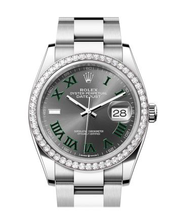 Rolex Datejust 36 Grey Green Diamond Dial Diamond Bezel Watch 126284RBR 126284RBR-0038