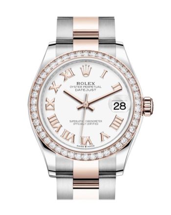 Rolex Datejust 31 White Dial Diamond Bezel Rose Gold Two Tone Watch 278381RBR 278381