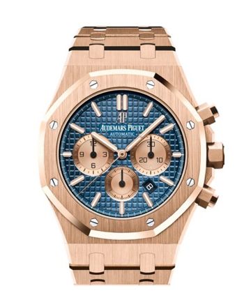 Audemars Piguet Royal Oak 41mm Blue Dial 18K pink gold Bracelet Men's Watch 26331OR.OO.1220OR.01 DCM