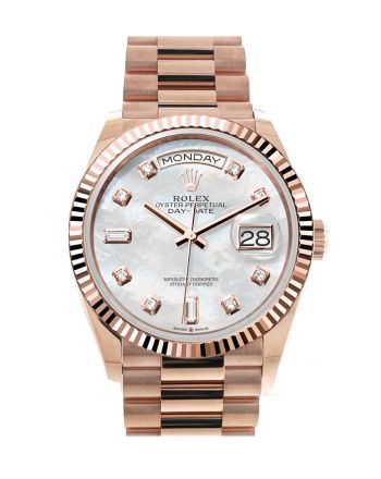 Rolex Day-Date 36 Mother-of-pearl Diamond Dial Fluted Bezel 18K Everose gold President Watch 128235